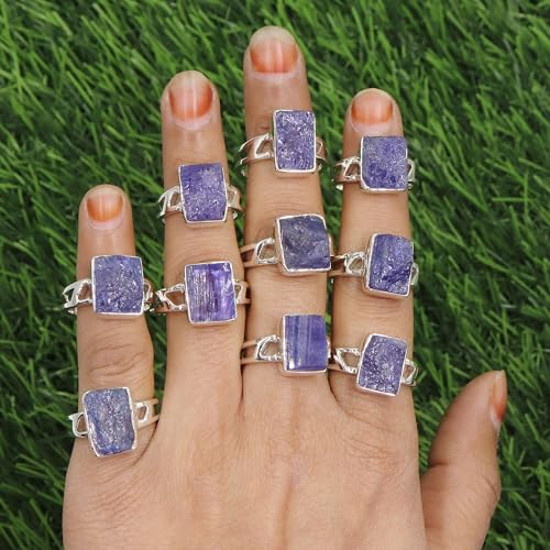 Bague tanzanite brute en argent sterling 925, un solitaire d'exception - 2