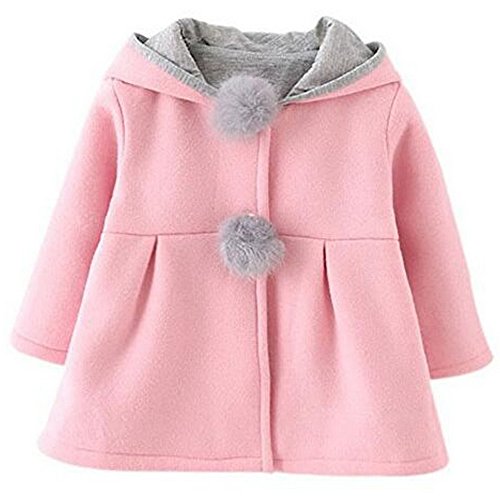 Odziezet Baby Mädchen Mäntel aus Baumwolle Frühlung Herbst Winter Jache mit Kapuze Kleinkinder Warm Kleidung, Rosa, 110