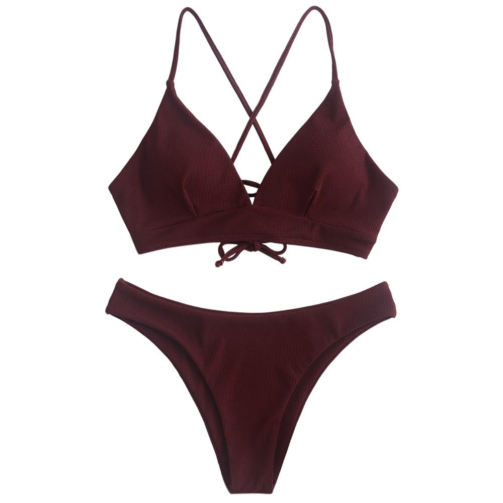 Bikini Femme 2 Pièces Tournesol – Maillot Bain Push Up Taille Haute Bretelles Croisées Dos ZAFUL Sexy Plage