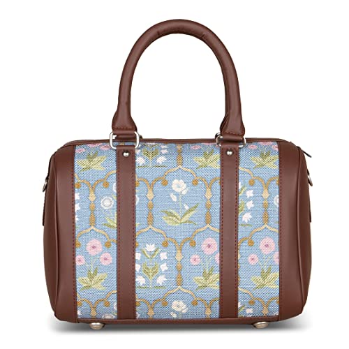 Image of ZOUK Printed Vegan Leather Handmade Women's Handbags with double handles and detachable Sling Strap