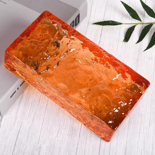High Transparency Glass Blocks, Solid Crystal Brick Partition Wall Light Transmission & Allowing Privacy for Home, Office, DIY Project(Orange,8PCS)