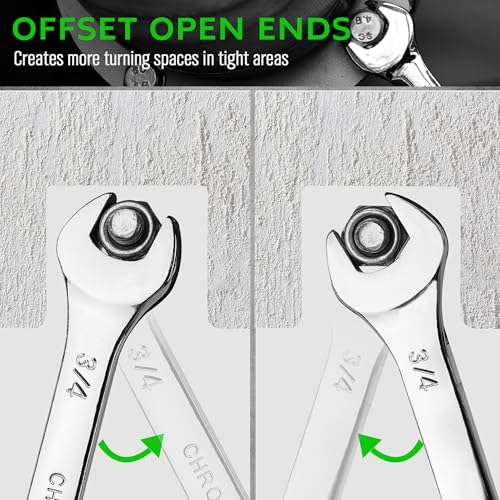 Image of SWANLAKE 15-Piece SAE Wrench Set, V Notch Premium Combination Wrenchs Set, SAE 1 /4 inch to 1-1 /16 inch, Max Torque, 12-Point, Chrome Vanadium Steel, with Storage Rack