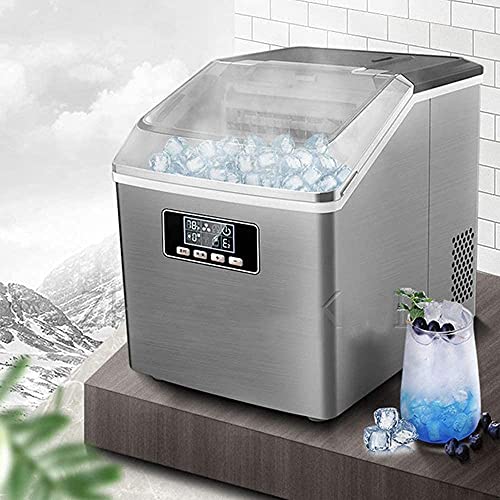 Máquina fabricadora de hielo, 25 kg/24 h, cubos cuadrados, cubierta transparente completa, para hogar/tienda/café/local de bebidas frías miniatura 2