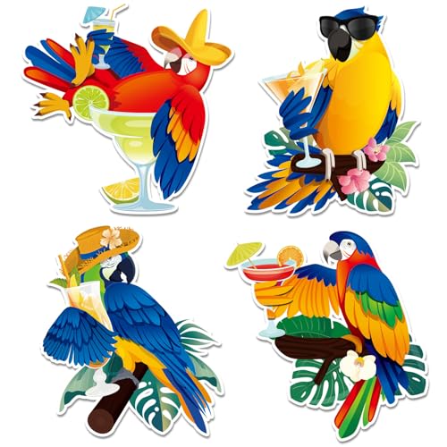 Imanes decorativos de loros tropicales 4 piezas