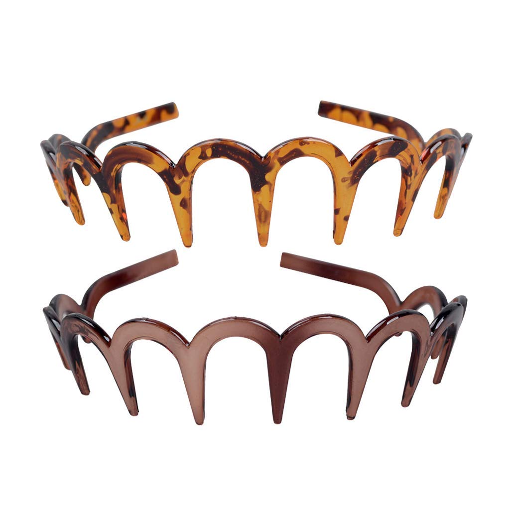 Glamifirsto 2 Pieces Zig Zag Comfortable Shark Tooth Comb Headband Zigzag Hair Band Toothed Headband Women Men Hair Accessory