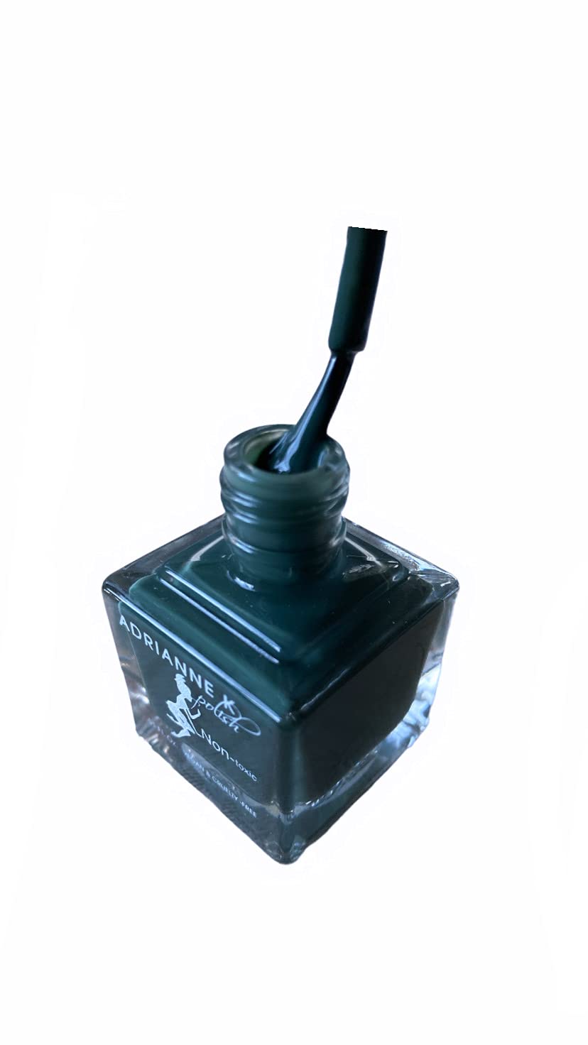 ADRIANNE K NONTOXIC OLIVE GREEN NAIL POLISH, JADE! GEL EFFECT. QUICK DRY. VEGAN, .51 FL OZ