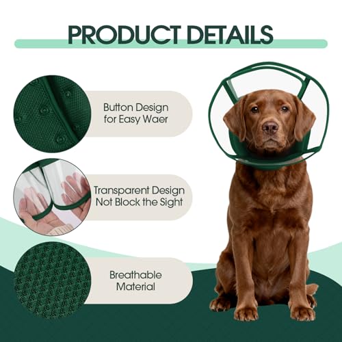 Image of Kuoser Dog Cone Collar After Surgery, Soft Cone for Dogs to Stop Licking, S | Breathable Dog Recovery Collar Comfortable Elizabethan Collars, Adjustable Protective Pet Cones for Small Medium Large Dogs