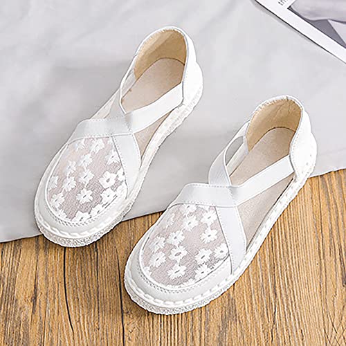 CsgrFagr Spring and Summer New Sandals Mesh Gentle Fairy Style Thick Sole Hollow Out Fisherman's Shoes Casual Girl Sk8 High Top (White, 8)2