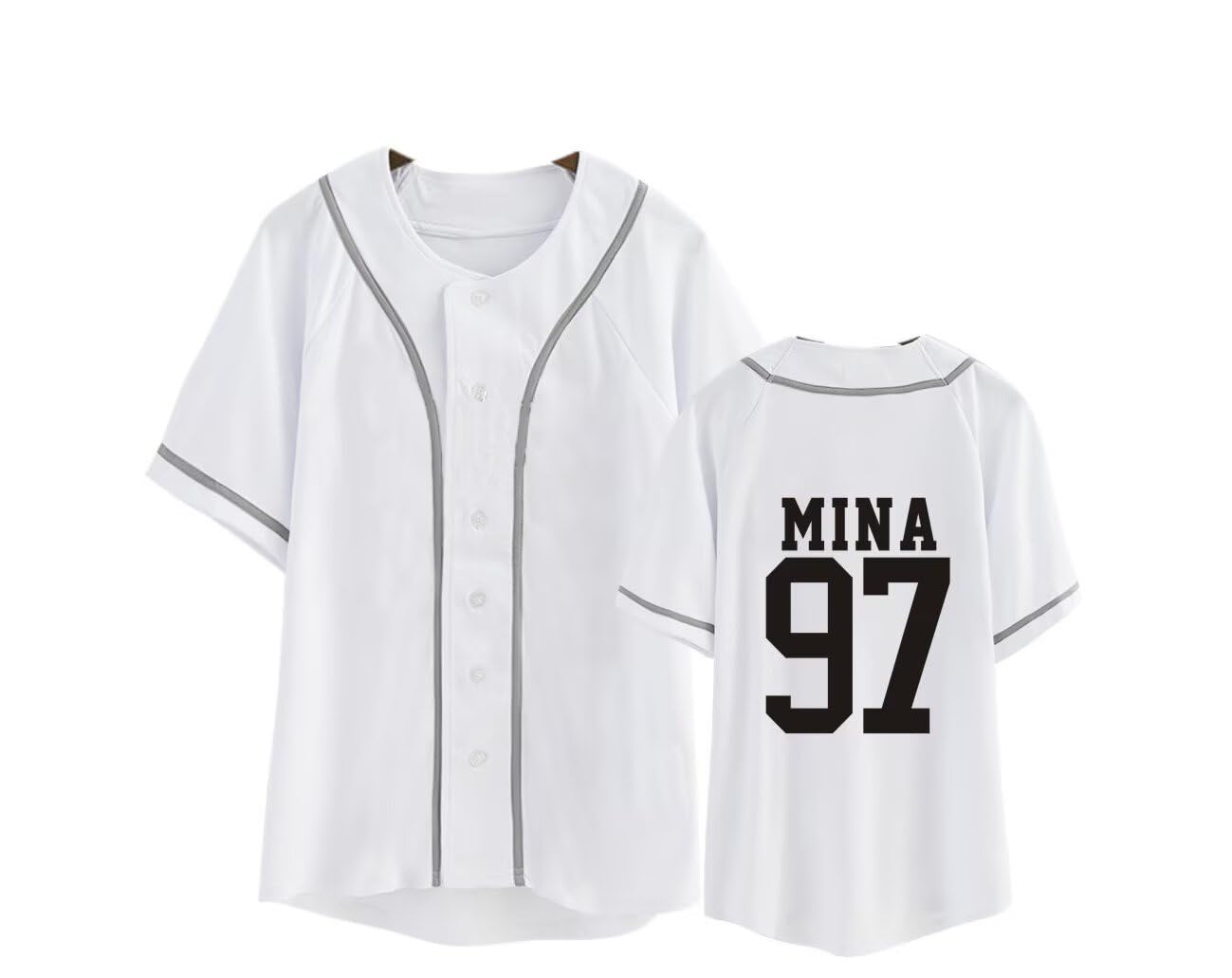 FUJUTANG Baseball Jersey Tzuyu Mina Momo Sana Dahyun Chaeyoung V Neck Hip-Hop T-Shirt