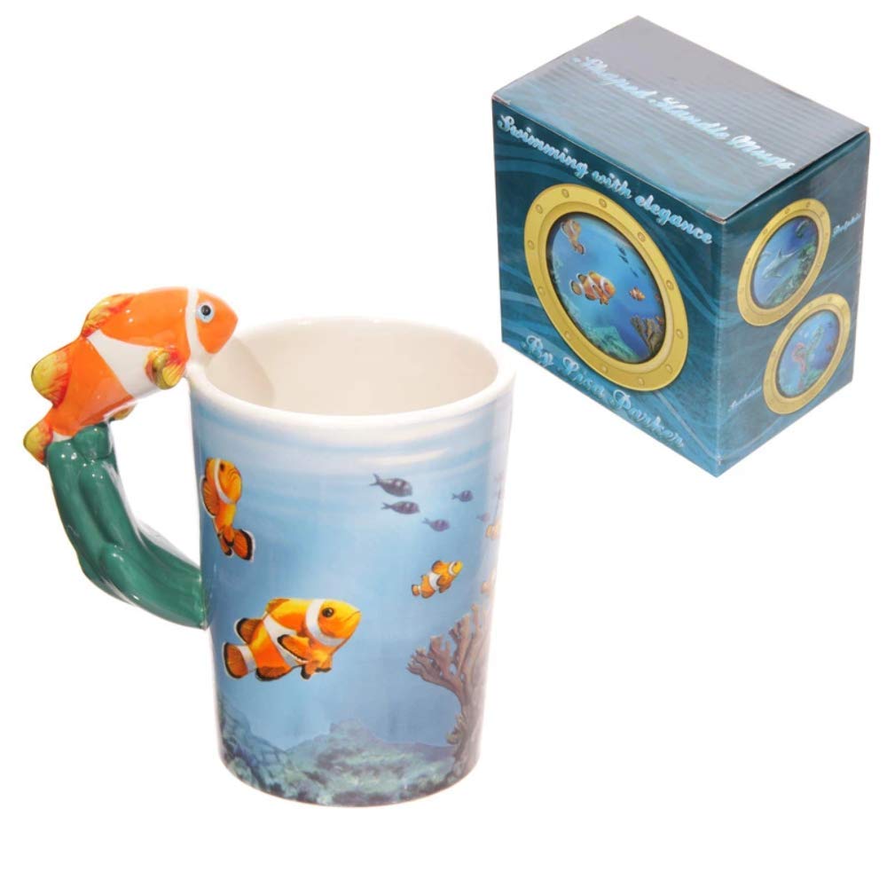 PuckatorLisa Parker Clown Fish Handle Ceramic Mug in Matching Gift Box, Mixed, Height Width 13cm Depth 8.5cm
