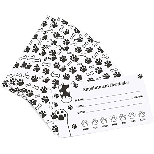 Paw Print Appointment Reminder Cards, Vet Office Supplies (3.5 X 2 In, 200 Pack) #TOP4
