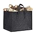 Produktbild Relaxdays Kaminholzkorb aus Filz, HxBxT: 34,5 x 43 x 36,5 cm, 2 Griffe, faltbar, Zeitungshalter, Filzkorb, anthrazit