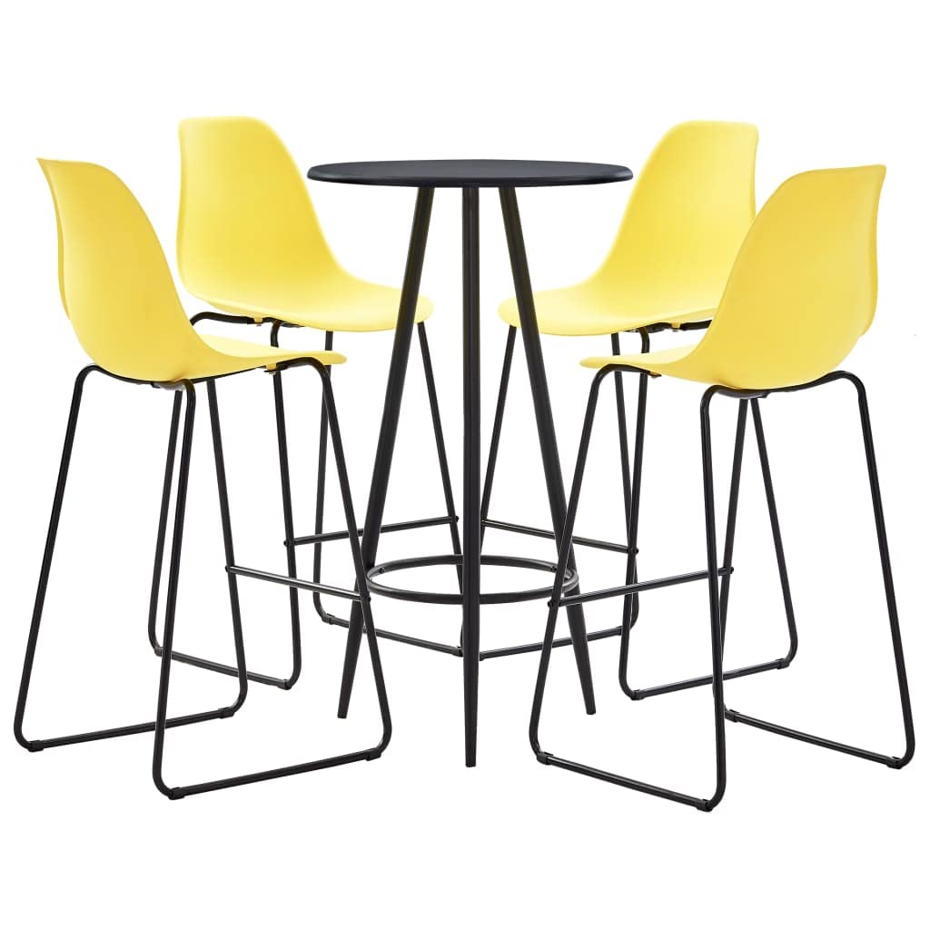 HINSD 5 Piece Bar Set Plastic Yellow-Bar table:-Colour: Black