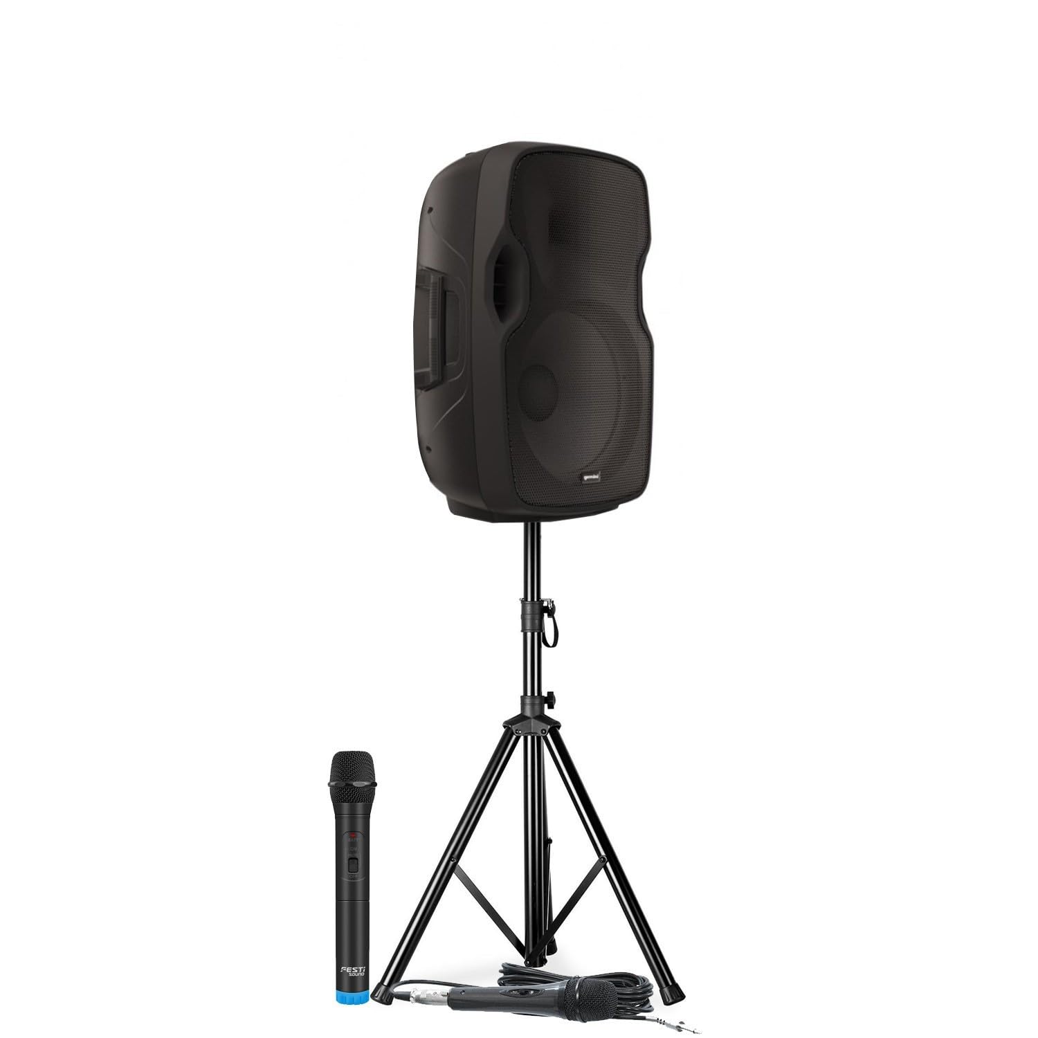 Enceinte Active Gemini AS 08 Togo Active sur Batterie - 500W - 2 MICROS, USB/Bluetooth/AUX/SD, SONORISATION DJ PA Pied