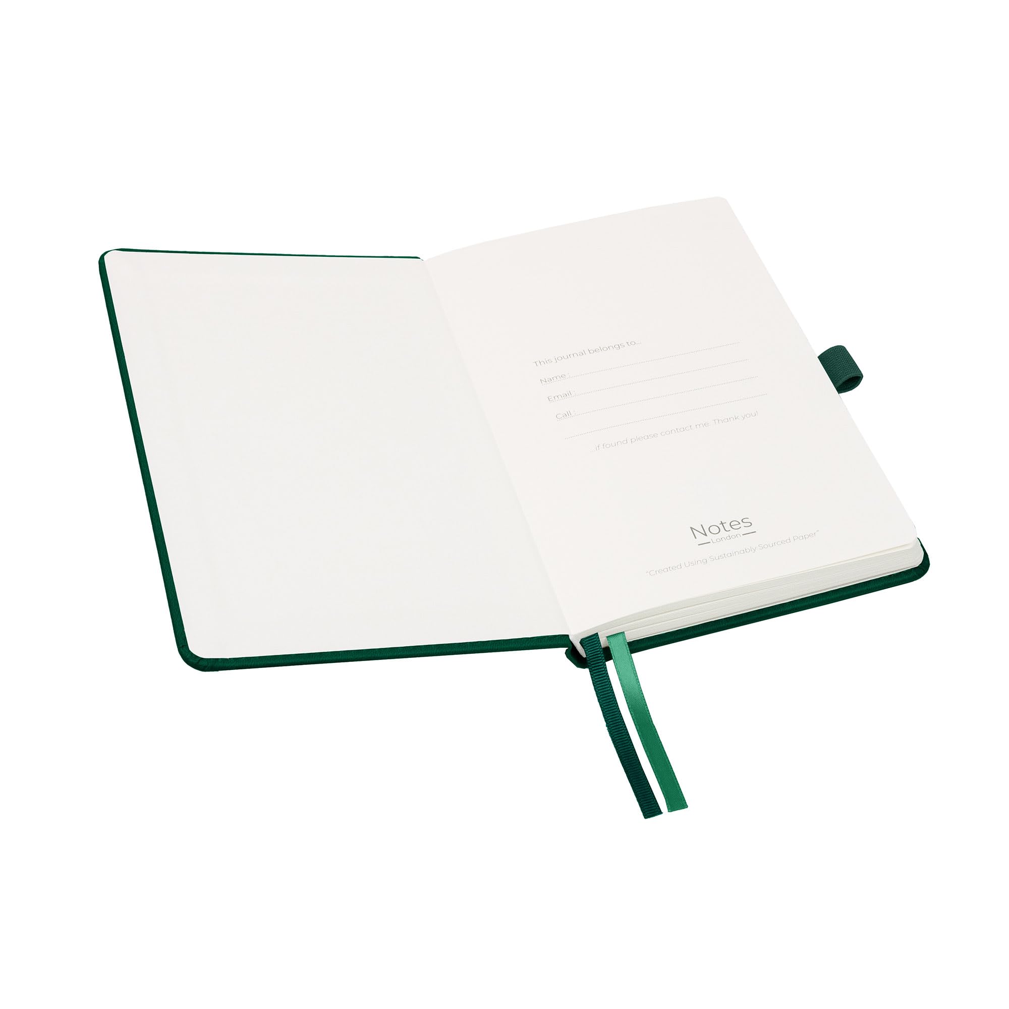Notes London Luxury Italian style A5 Notebook with Stitched Hardcover, 100gsm Lined Numbered & Date Marked Pages, 2x Ribbons - Image 3