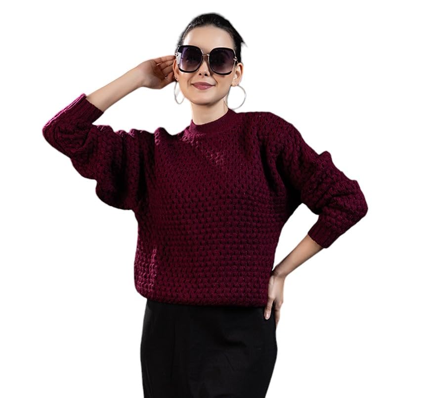 Women’s 100% Wool Pullover Sweater | Relaxed Fit Turtle Neck Sweater | Full Sleeve Stylish Winter Wear