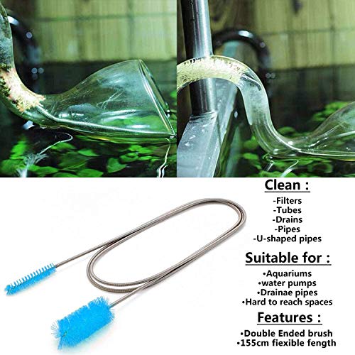 Flexible Drain Brush,Nylon Cleaner Double Ended Elastic Hose Pipe 67-inch and 2 PCS 8.2-inch Straw Cleaning Brush