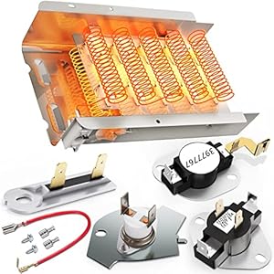 【Actualizado】Elemento calefactor de secadora 279838 para Whirlpool Kenmore Maytag Amana Roper, las piezas del elemento calefactor de la secadora incluyen termostato de secadora y fusible térmico,