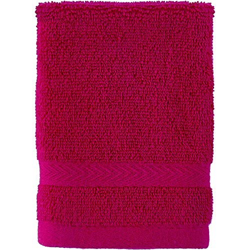 Tommy Hilfiger Modern American Solid Wash Cloth, 13 X 13 Inches, 100% Cotton 574 GSM (Raspberry Rose)