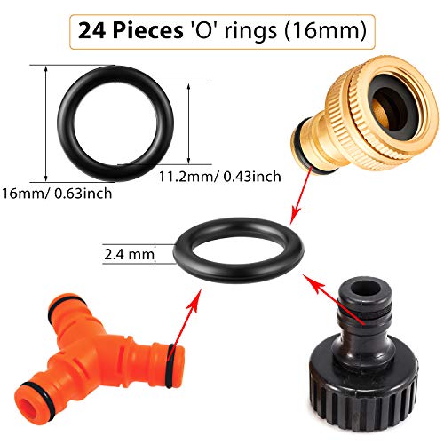 72 Stücke Gummi Schlauch Unterlegscheiben Dichtungsringe Fachdichtung Set, Enthält 24 Stücke 1/2 Zoll Unterlegscheiben, 24Stück Schlauch O-Ringe und 24 Stücke 3/4 Zoll Duschschlauch Unterlegscheiben