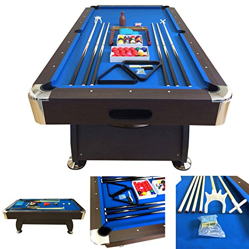 image for SIMBASHOPPING USA 8' Feet Billiard Pool Table Vintage Blue 8FT with Au