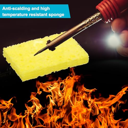 Image of uxcell Soldering Sponge 1.97 inch x 1.38 inch Rectangle Sponge Replacement Welding Soldering Iron Tip Cleaning Pads Soldering Iron Special High Temperature Sponge Yellow 15pcs