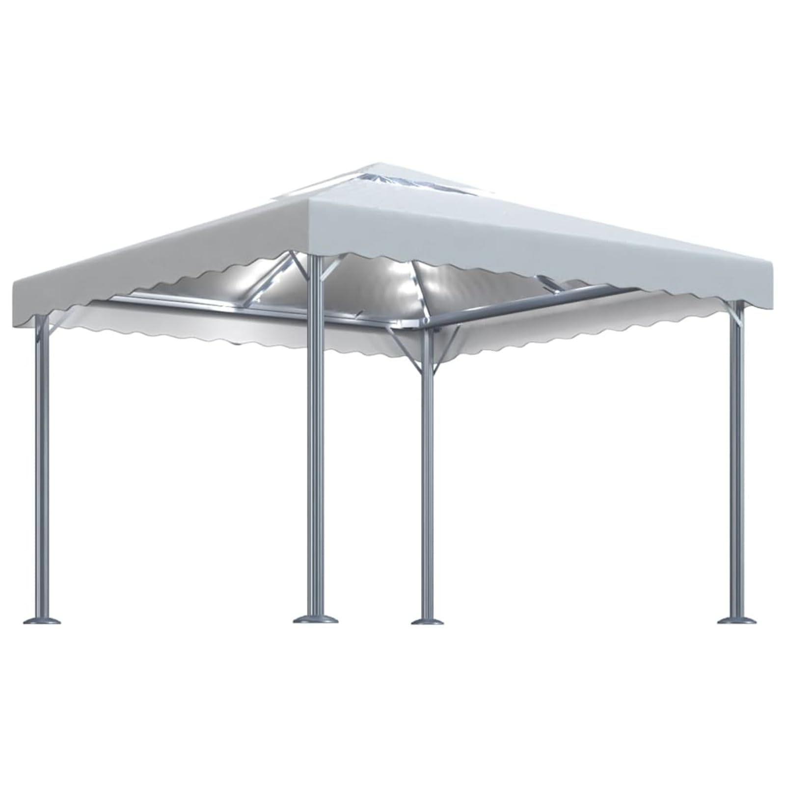 Gazebo con Stringa di Luci LED 300x300 cm Crema in Alluminio,Gazebo Pergola Con Telo Impermeabile Richiudibile E Struttura Rettangolare In Acciaio Inossidabile Ad Alta Densità,Per Arredo Giardin