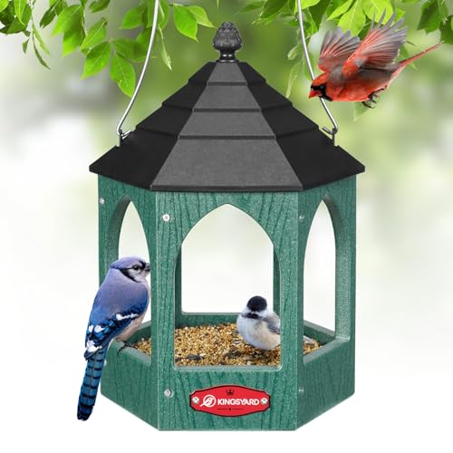 Kingsyard Platform Bird Feeder for Outdoor Hanging - Gazebo Style...