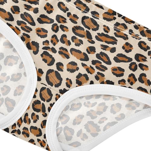 Joisal Toddler Girls Underwear 2t Cotton Cute Panties Girl Print Kids Briefs Undies Leopard Print Beige4