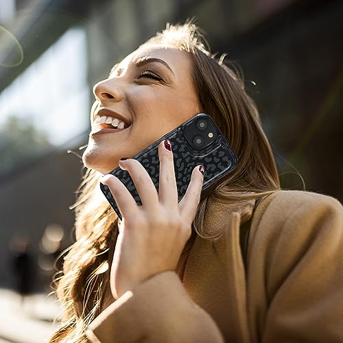 Image of HAOPINSH for iPhone 13 /14 Wallet Case with Card Holder, Black Leopard Cheetah Pattern Back Flip Case PU Leather Kickstand Card Slots Case for Women Girls, Double Magnetic Clasp Cover 6.1 inch
