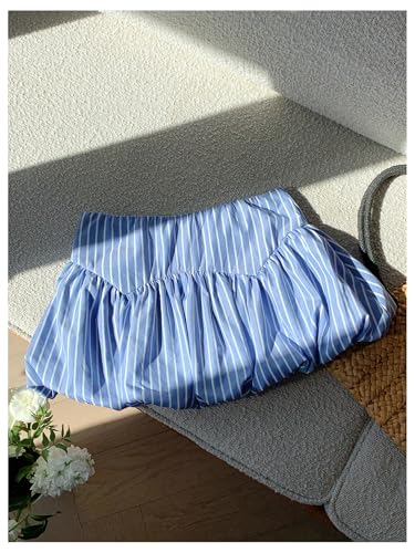 Milumia Women's Striped Bubble Skirt Bowtie Low Waisted Mini Puffy Skirts2