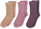 MINYMO Unisex Kinder Wool - Rib 3-pack Wolle Socken, Orchid Haze, 27-30 EU