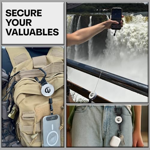 Image of ClutchLoop Anti-Theft Phone Tether - Universal Adhesive Anchor, Retractable Steel Line and Locking Carabiner