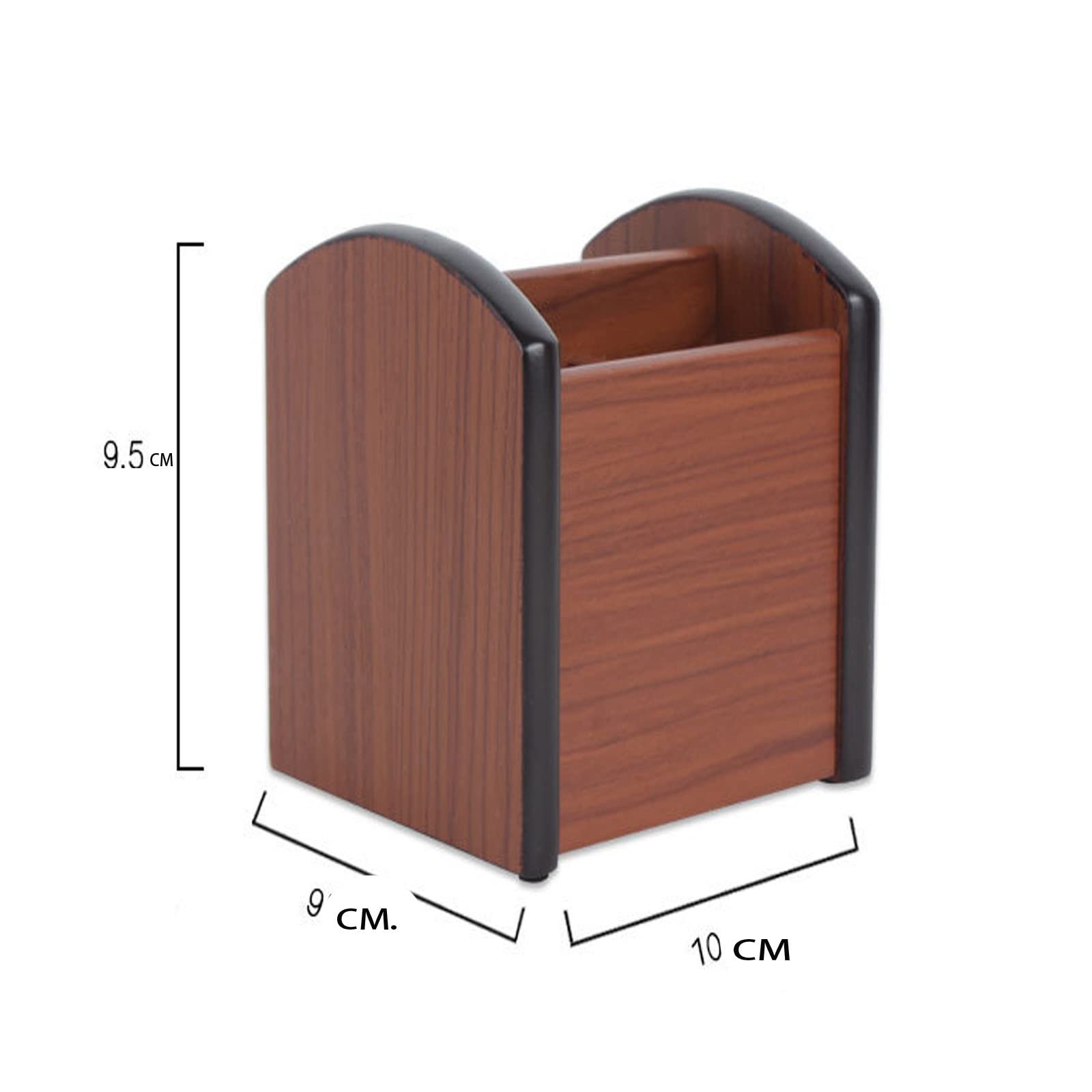 Portalápices de Madera para Escritorio, Organizador de Suministros de Oficina, Vaso para bolígrafos (marrón, 9,9 x 8,9 x 9,8 cm)