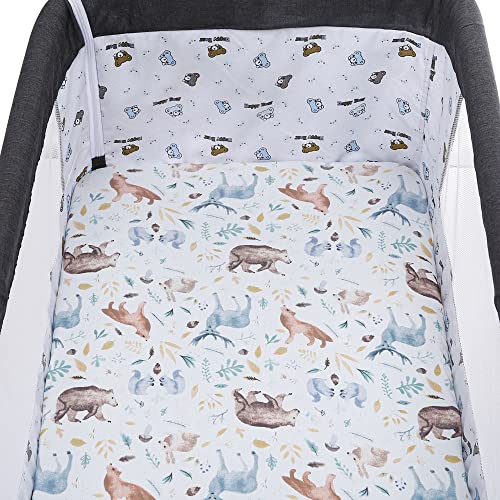 Image of Bassinet Sheet Set 4 Pack Snug Fitted Cradle Fitted Sheets, Stretchy Ultra Soft, for Oval Rectangle Hourglass Bassinet Mattress, Unisex Boy Girl, Sun /Forest Deer /Space /Dinosaur