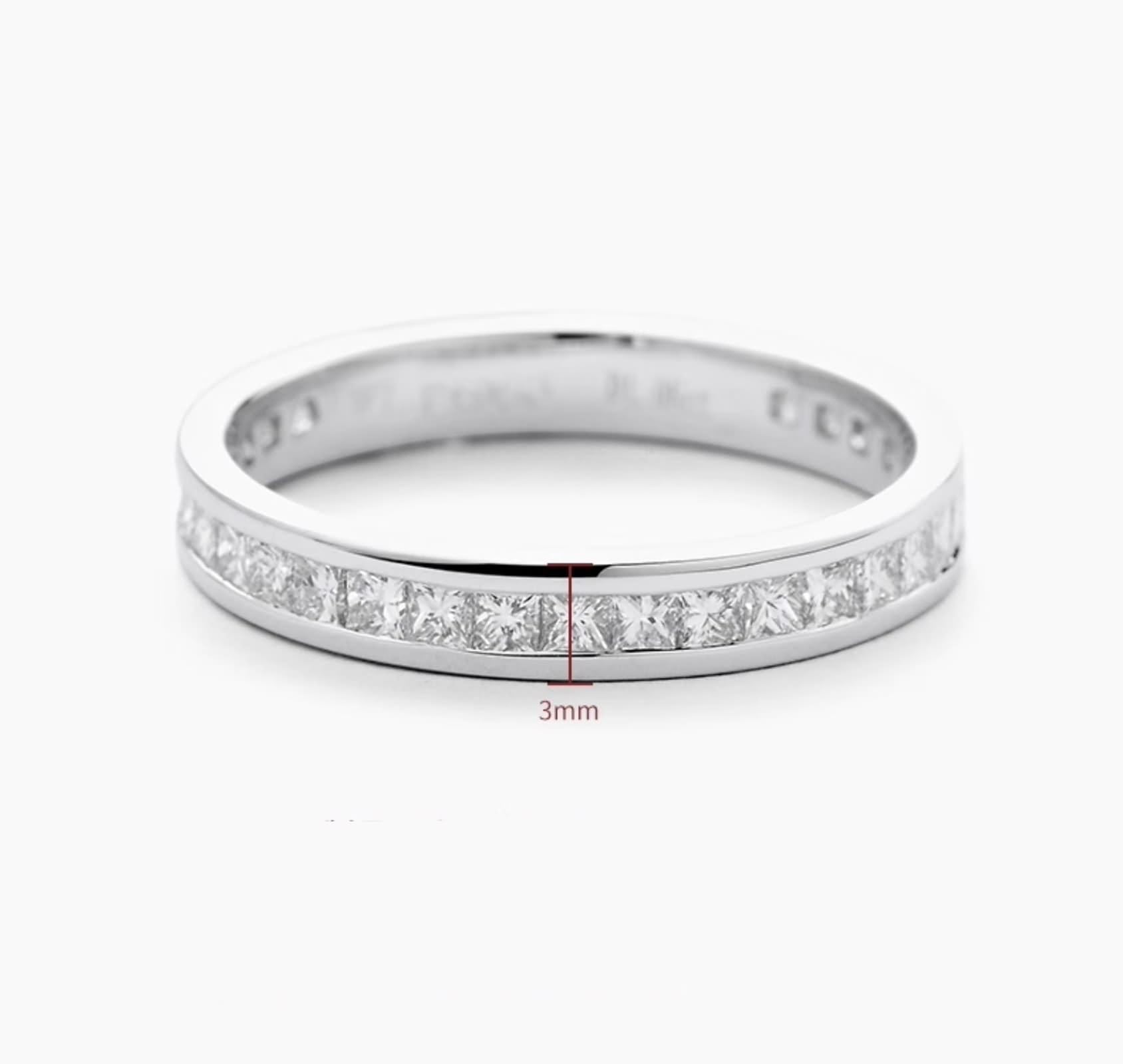 Juego de anillos de plata, anillos de aniversario para mujer con diamantes creados en laboratorio en forma de princesa, oro blanco