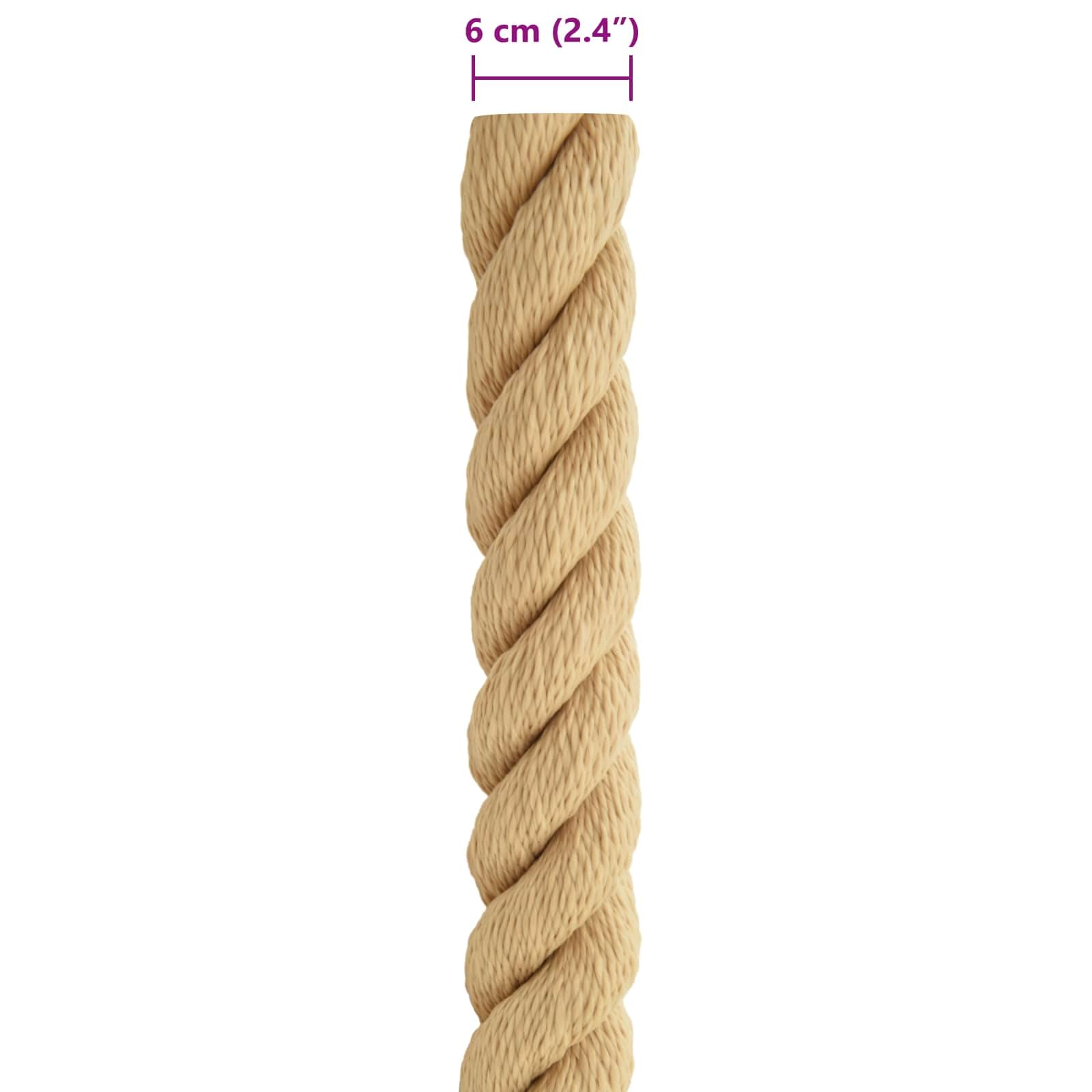 Cuerda de polipropileno natural de 10 m de longitud, 6 cm de diámetro, para vela, canotaje, yate, fijación a la intemperie para barco y uso al aire libre