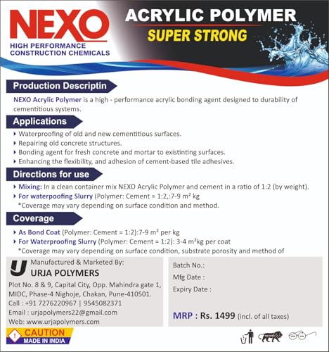 Image of (5 kg) NEXO Acrylic Polymer Super Strong High Solid Content for Waterproofing, Tile Adhesive, Concrete Repair & Bond Coat | High Flexibility & Water Resistance | For Cement Modification