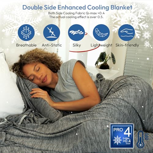Image of NANPIPER Cooling Blanket Queen Size for Hot Sleepers,Double Sided Cold Lightweight Summer Bed Blanket, Dark Grey 90 inchx90 inch