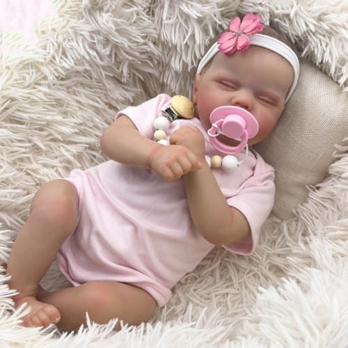 Lonian Reborn Puppen 18 Zoll Soft Body Lifelike-Newborn Baby Sleeping Girl Puppen mit Kleidung und Spielzeug Zubehör Geschenk für Kinder ab 3 Jahren – Bild 5