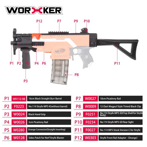 WORKER Mod Kit Set for Nerf N-Strike Elite Stryfe Blaster Upgrade