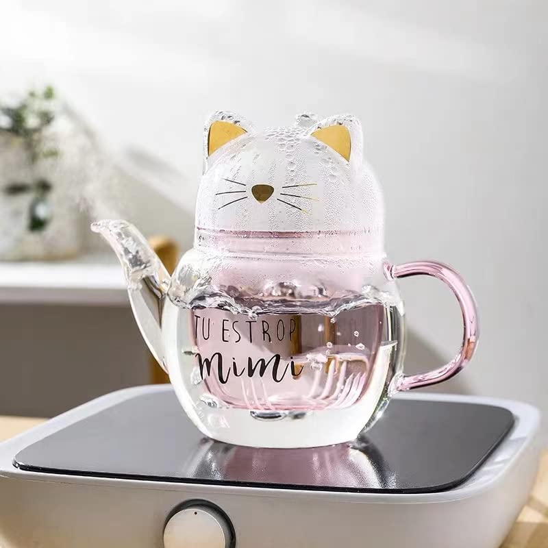 Amazon｜ティーポット ティーセット 猫のティーポット耐熱ガラス 