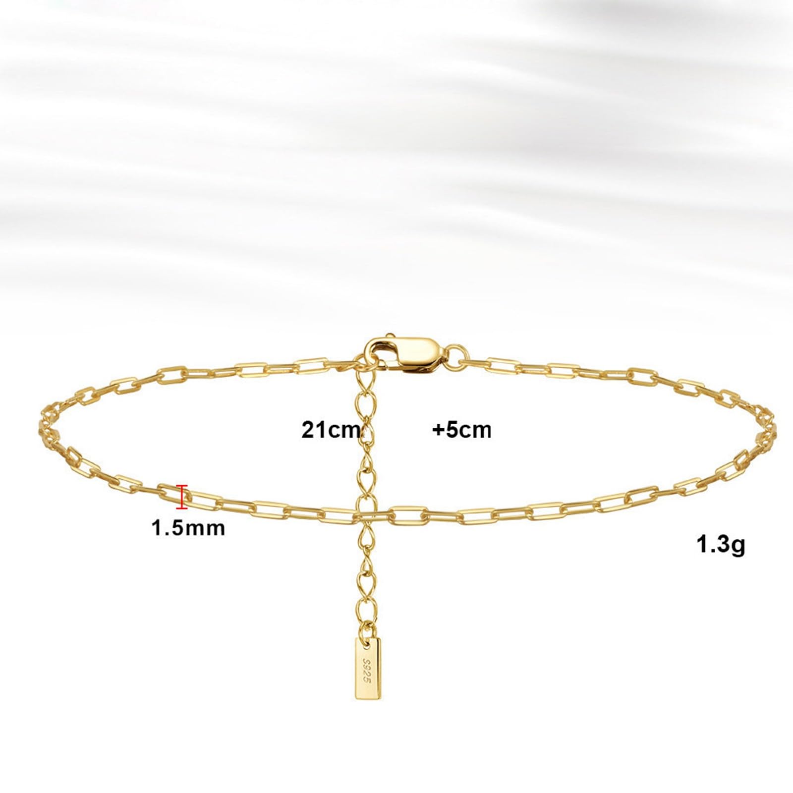 Cavigliera Argento 925 Donna, Cavigliera Donna Estiva A Doppio Strati con Pendente Croce Oro, Regolabile Fino a 26 cm - Bracciali alla Caviglia da Spiaggia Cavigliere per Donne