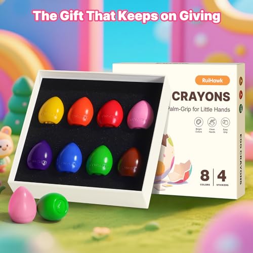 RuiHawk 8 Colors Egg Crayons for Toddlers 1-3, Jumbo Easy-Grip Crayons - image 4