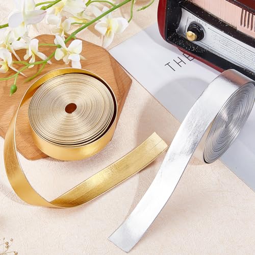 GORGECRAFT 5m 20mm Wide Silver Metallic Leather Strips Shiny Leather Strap Double Sided Imitation Leather Cord Rope Beading String Threads Rope for Belt Necklace Bracelet Jewelry Making - Image 4