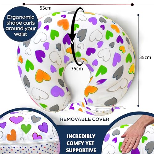 Image of VParents Multipurpose Baby Feeding Nursing Cum Maternity Pillow for New Born Cotton, Recommended for Maternity, Nursing, Medical Daisy (Purple) 110251
