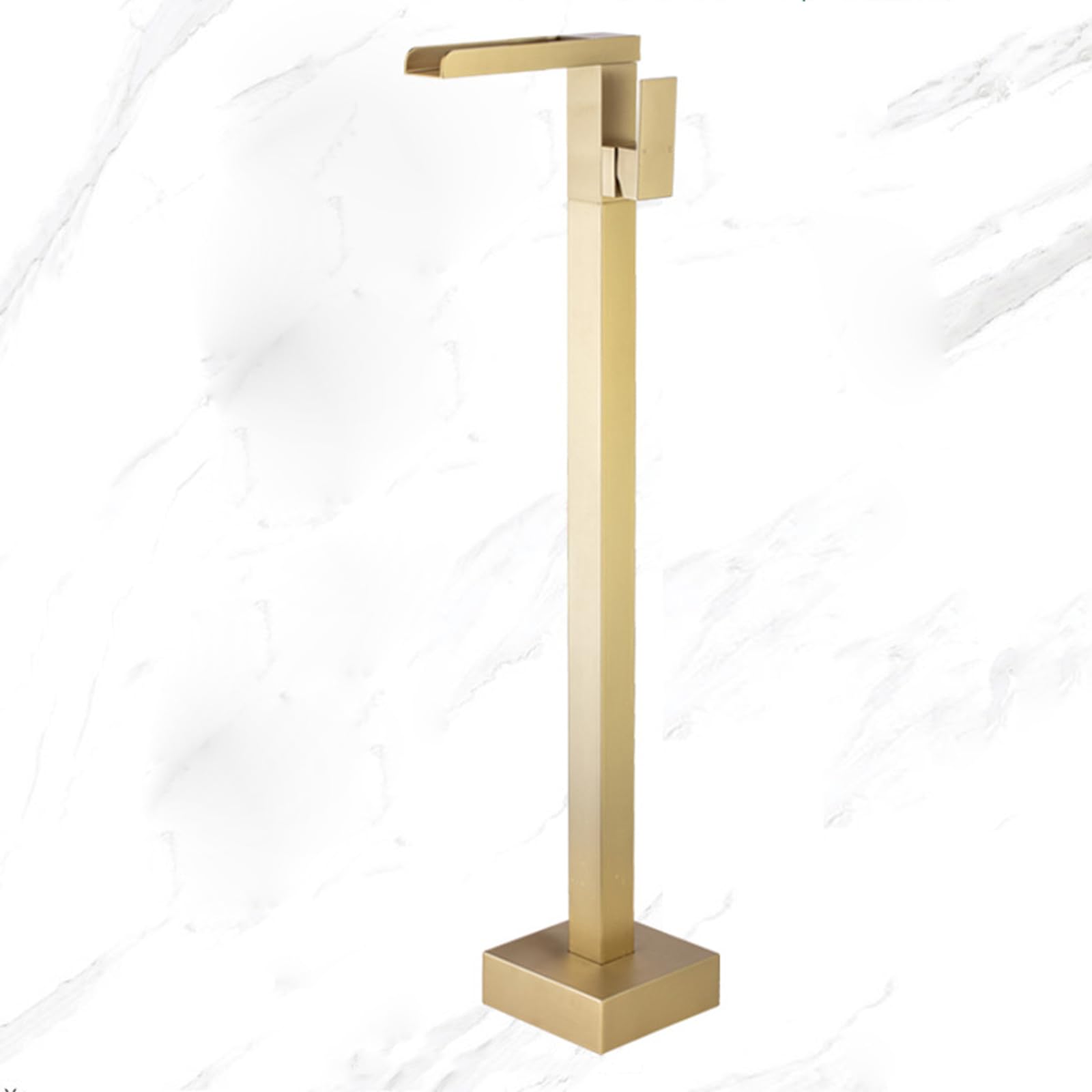 Robinet mitigeur de bain-douche autoportant au sol cascade or brossé