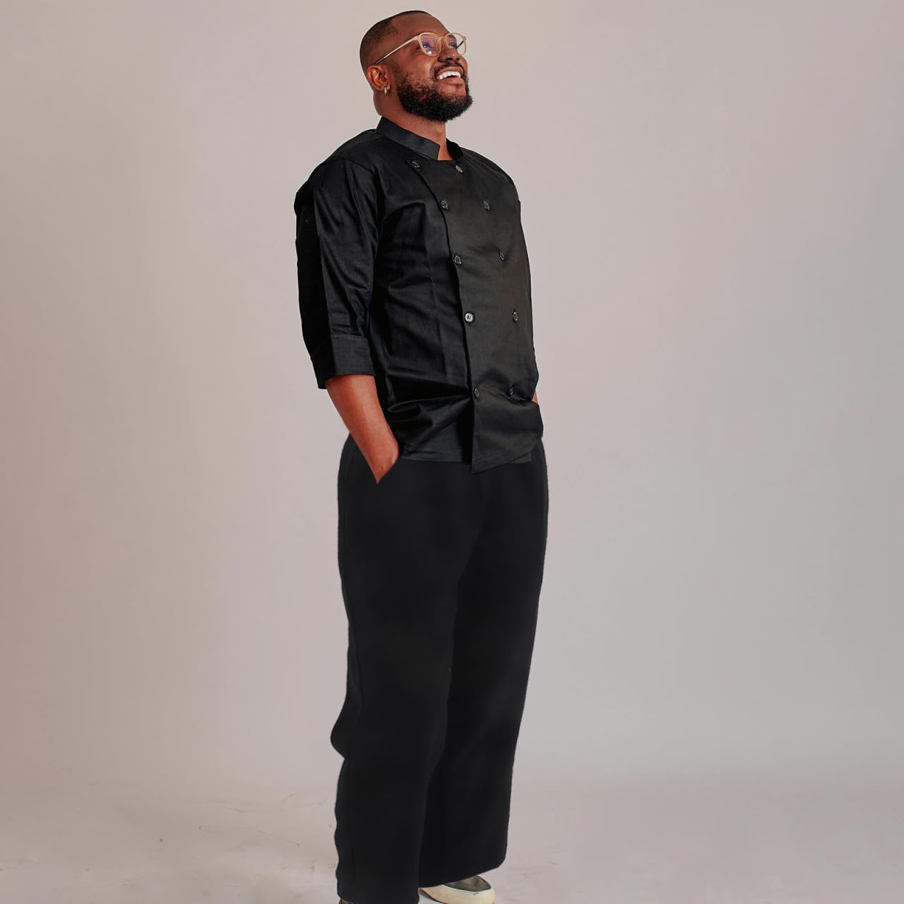 Pantalones de Chef Talla M Negros para Hombre Resistentes al Desgaste y Transpirables de Poliéster y Algodón Ideales para Trabajar en Restaurantes y Hoteles
