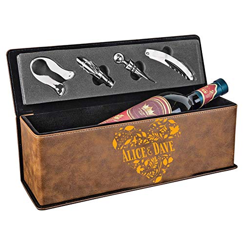 Customized Leatherette Single Wine Box with Tools, Personalized Your Own Box, Christmas Gift, New Year, Fathers Day Present