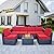 MCombo Patio Furniture Sectional 7 Pieces Wicker Sofa Set Outdoor Seating Couch Black Rattan Conversation Chair with Tea Coffee Table and Cushions Clips 6085 (Red)